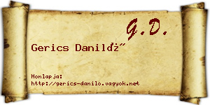 Gerics Daniló névjegykártya